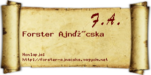 Forster Ajnácska névjegykártya